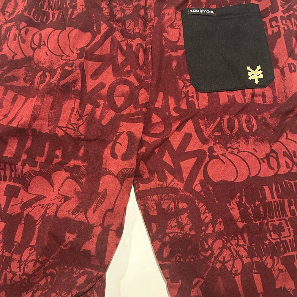 Zoo York Burgundy Graphic Shorts with Black Accent